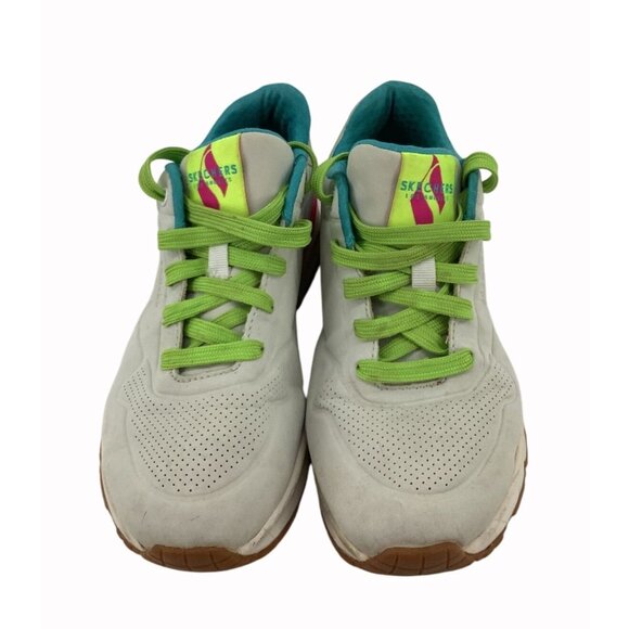 Skechers Shoes - Skechers Womens Sneakers Size 6.5 White Neon Pink & Green Athletic Shoes